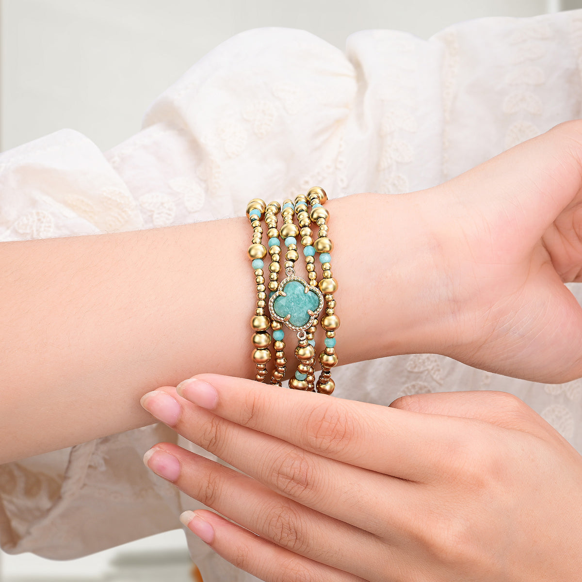 Correa elástica Delight de Amazonita curativa para Apple Watch