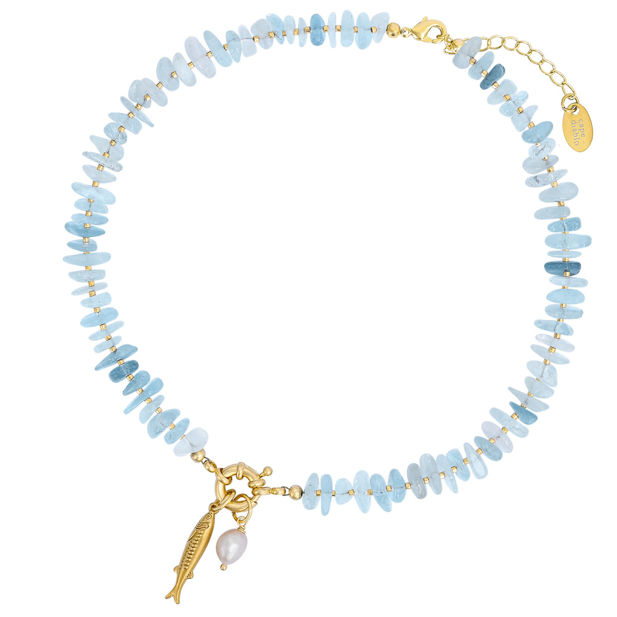 Collar con colgante de perla aguamarina