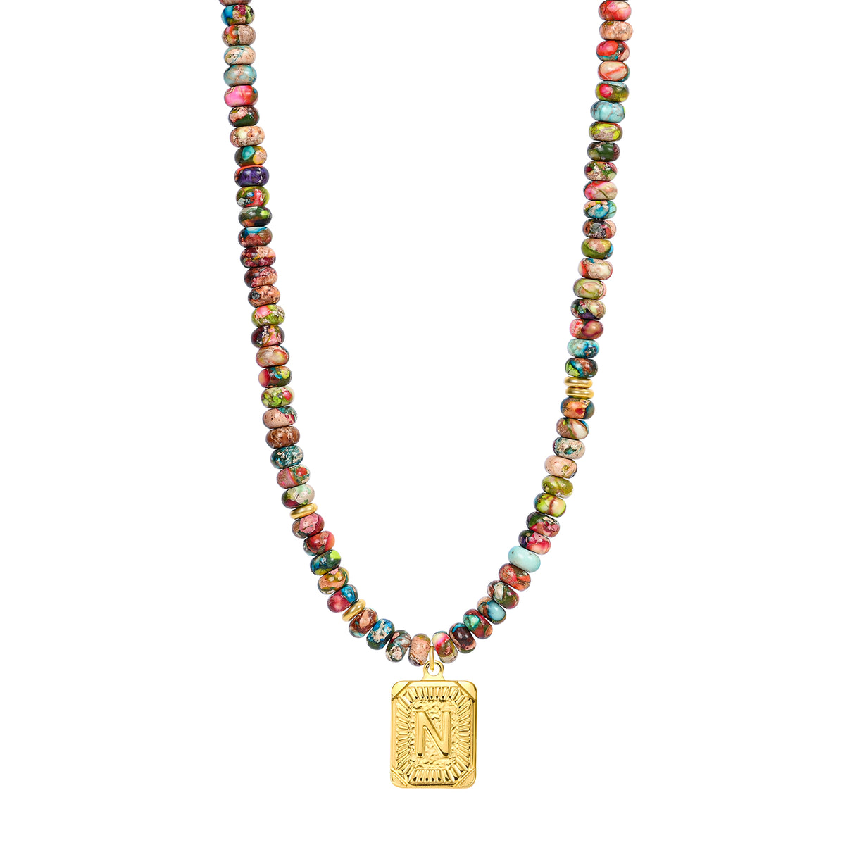 Collar de burbujas con inicial de gema vibrante