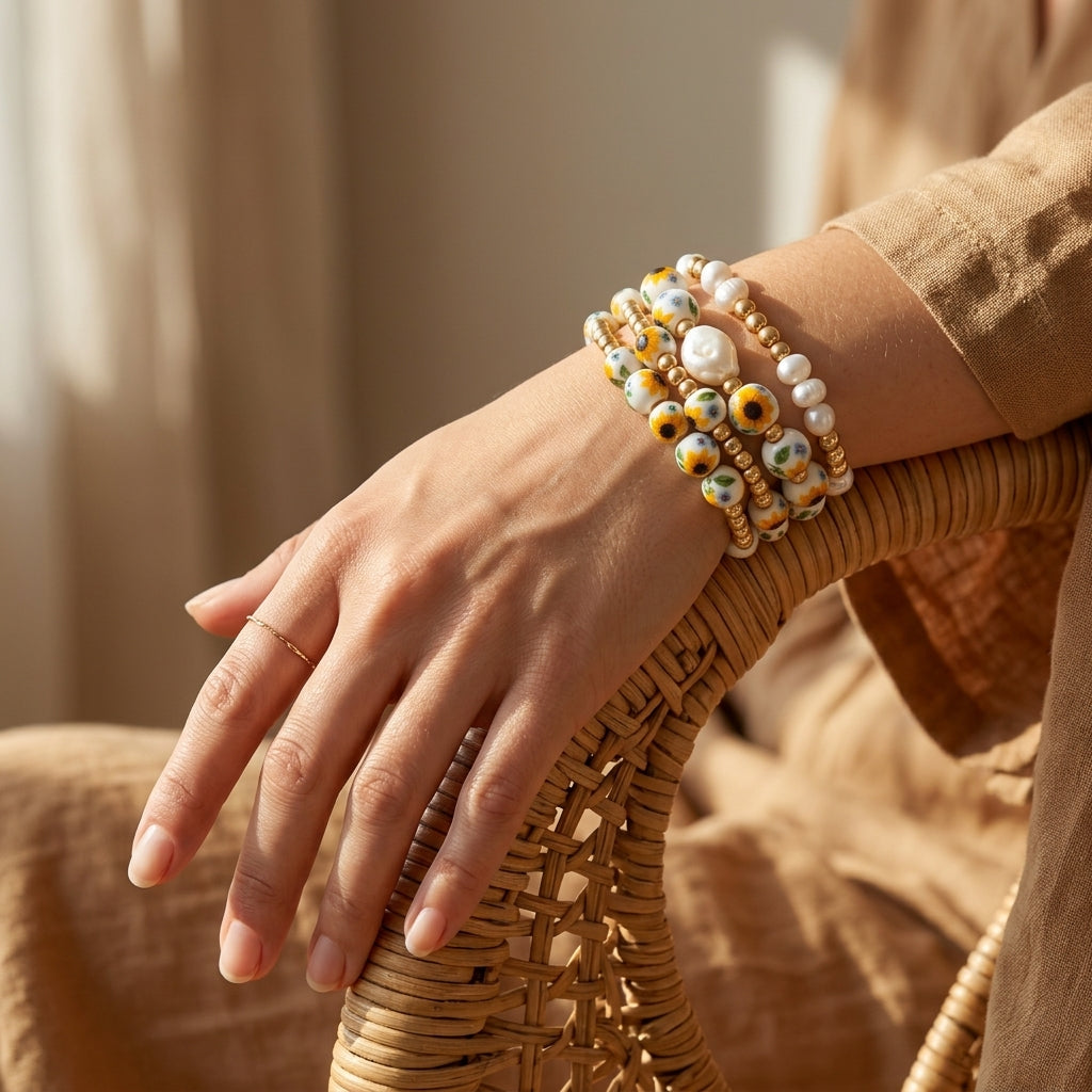 Conjunto de pulseras Porcelain Garden Sunlit Bloom