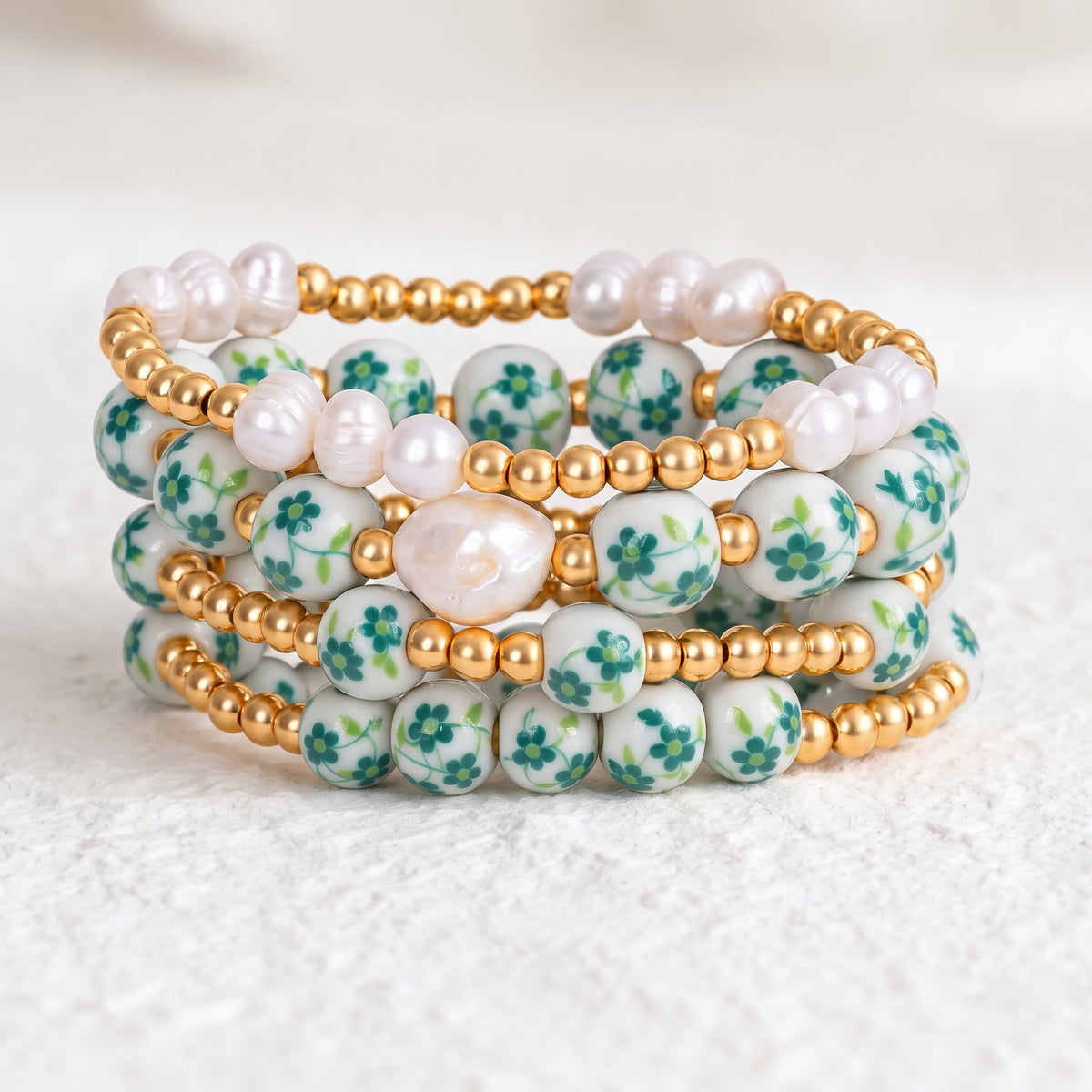 Juego de pulseras Emerald Grove de Porcelain Garden