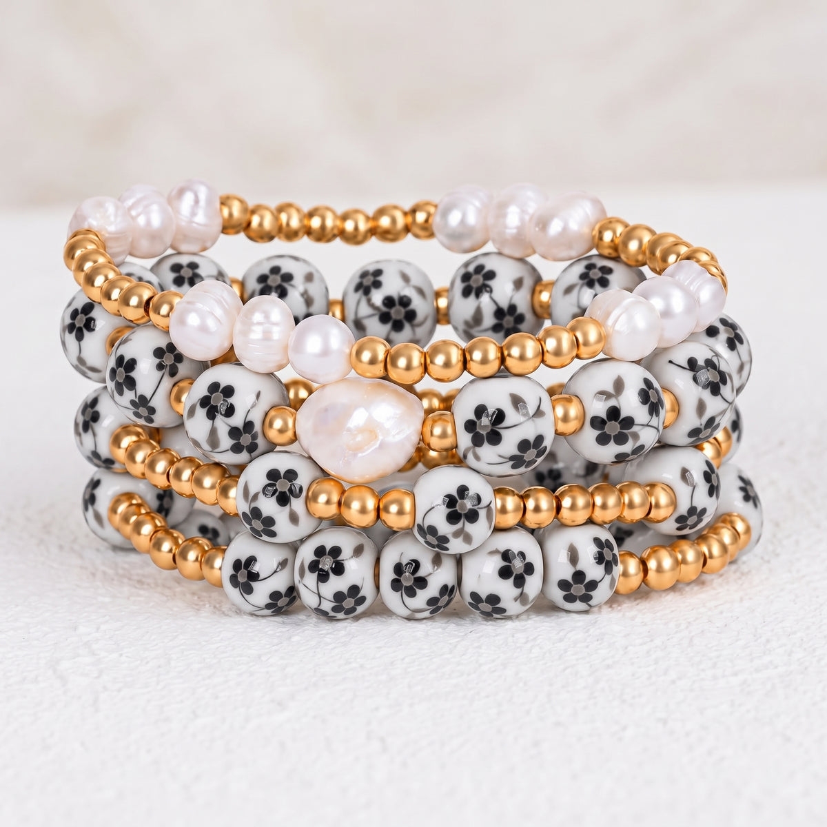 Conjunto de pulseras Porcelain Garden Midnight Bloom