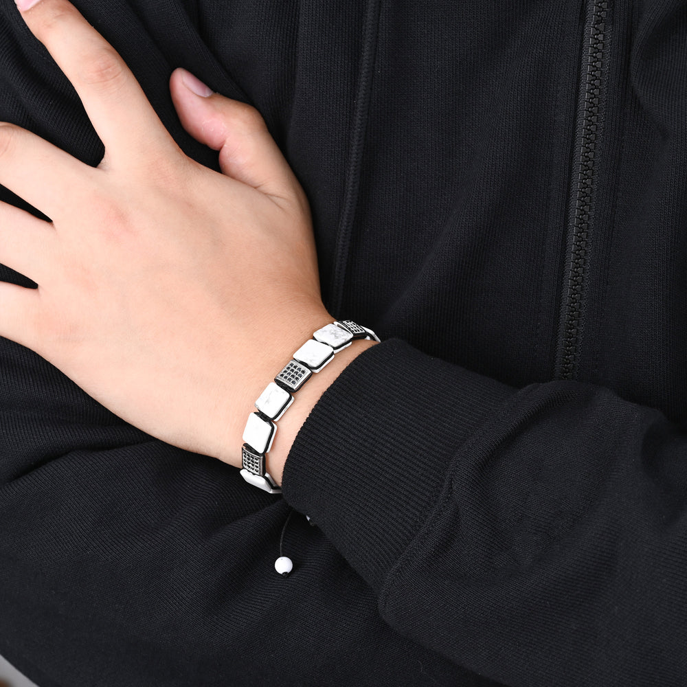 Pulsera blanca de turquesa para hombre