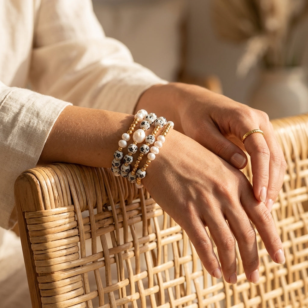 Conjunto de pulseras Porcelain Garden Midnight Bloom