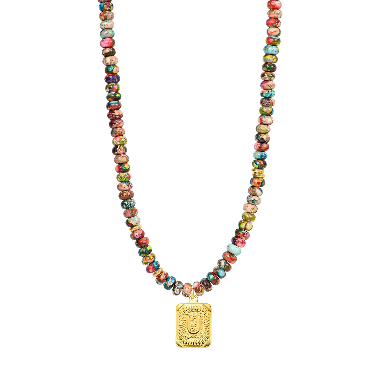 Collar de burbujas con inicial de gema vibrante