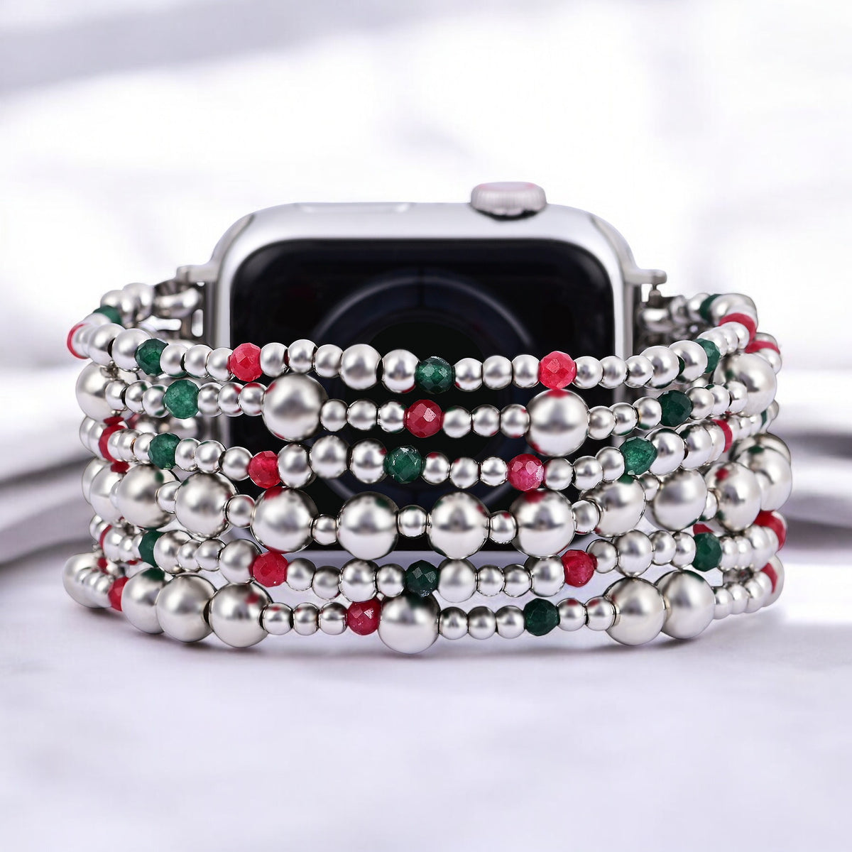 Correa elástica mágica plateada de Navidad para Apple Watch