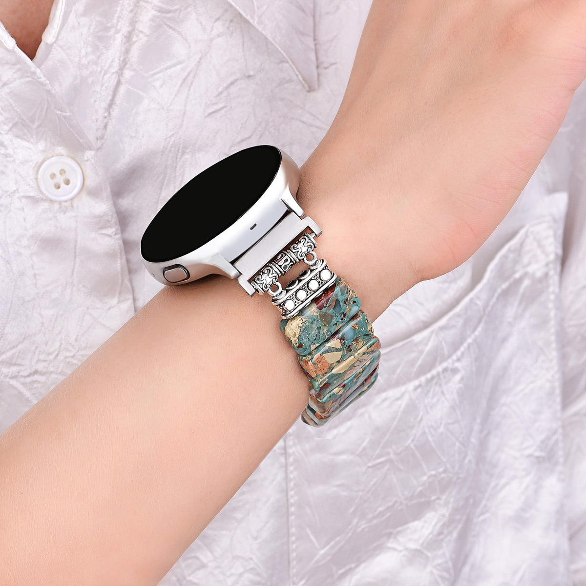 Correa elástica de jaspe tibetano de la Tierra para Apple Watch