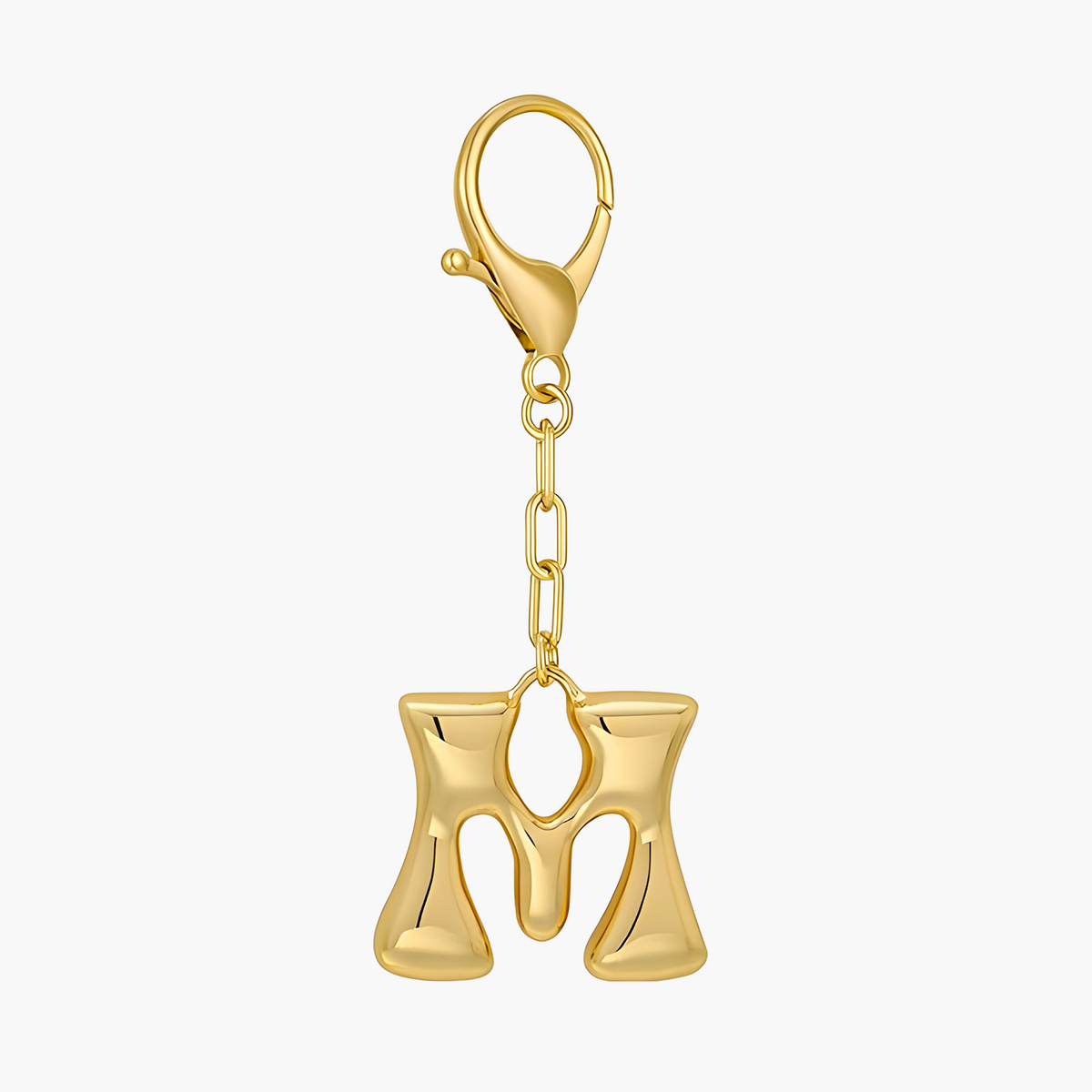 Llavero de letra inicial burbuja y charm para bolso