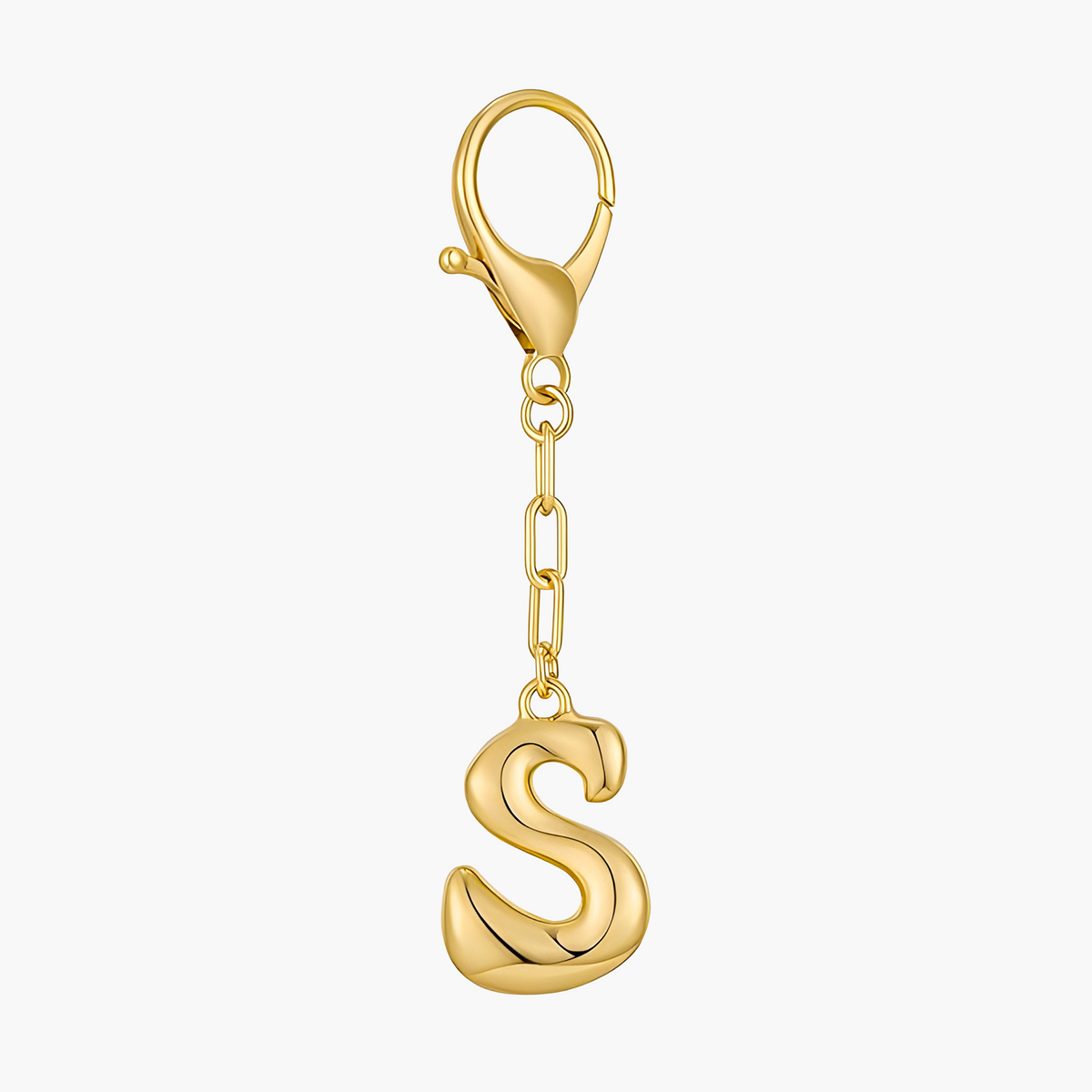 Llavero de letra inicial burbuja y charm para bolso