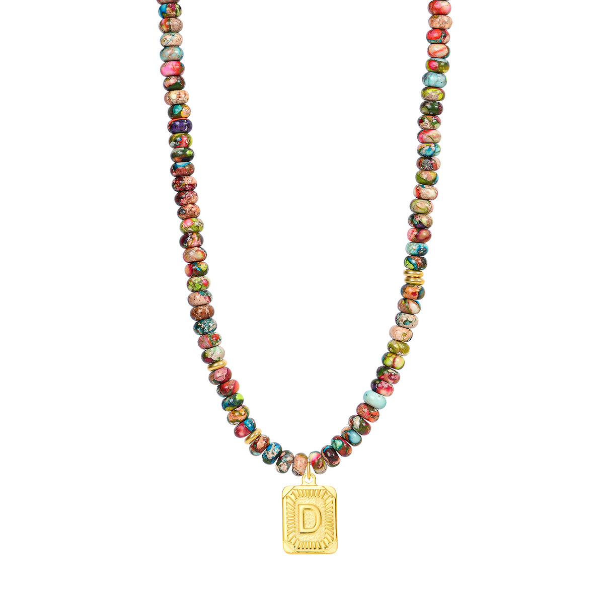 Collar de burbujas con inicial de gema vibrante
