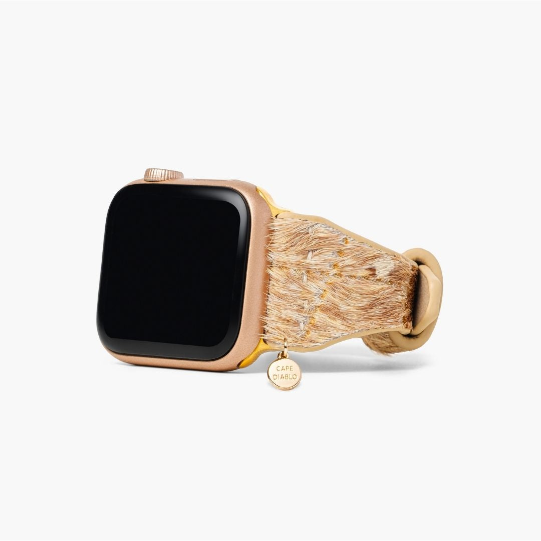 Correa de cuero en tonos de madera flotante para Apple Watch
