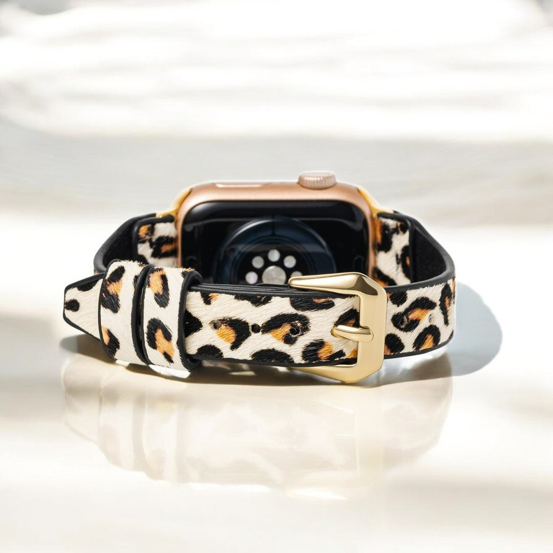 Correa de reloj de cuero Apple marfil felino