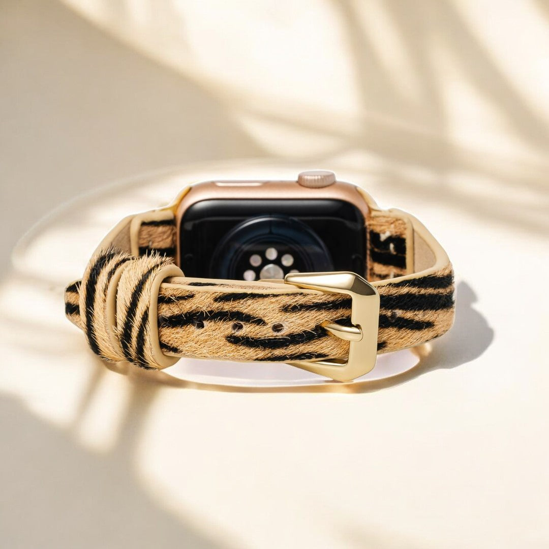 Correa de cuero con rayas elegantes para Apple Watch