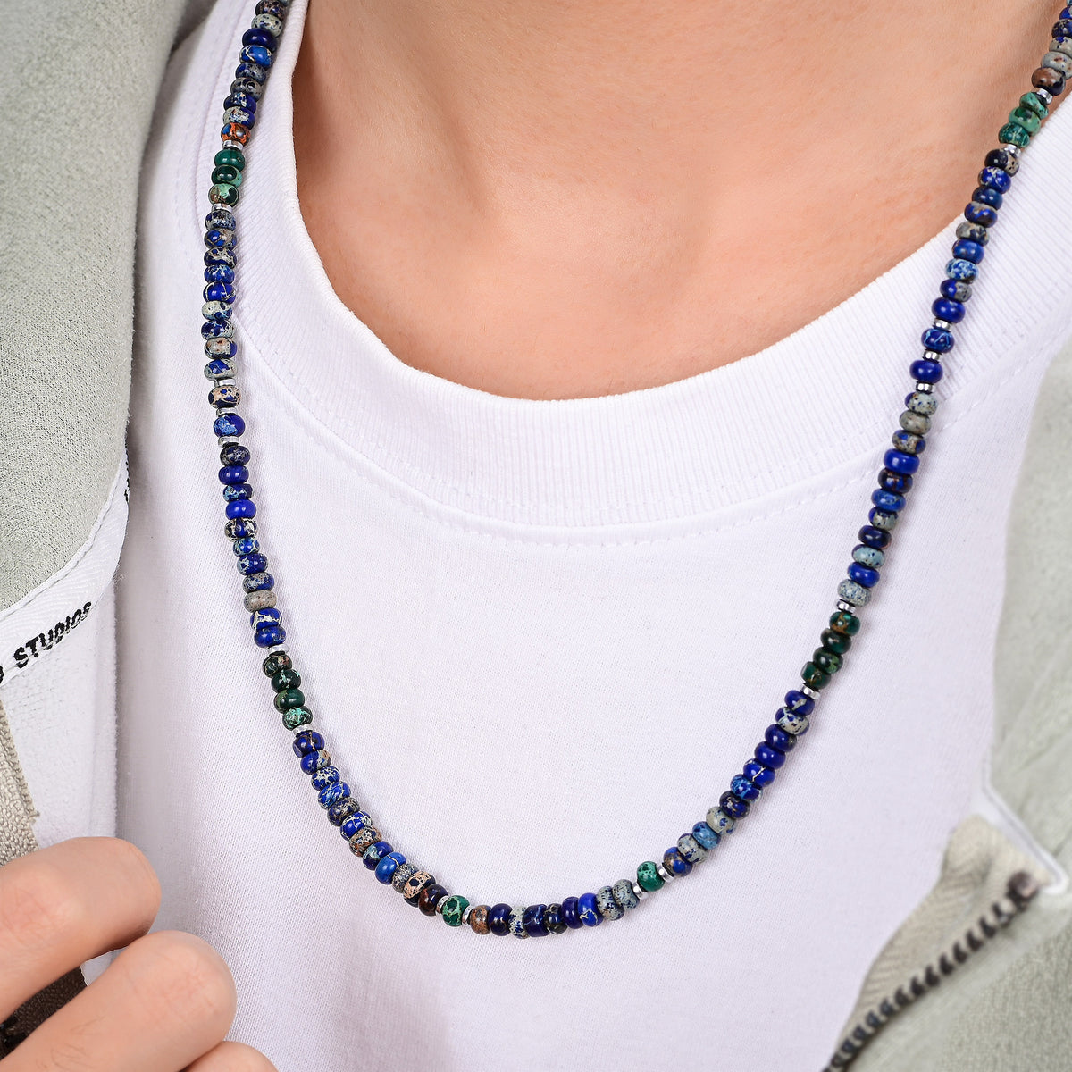 Collar Rústico de Jasper para Hombre