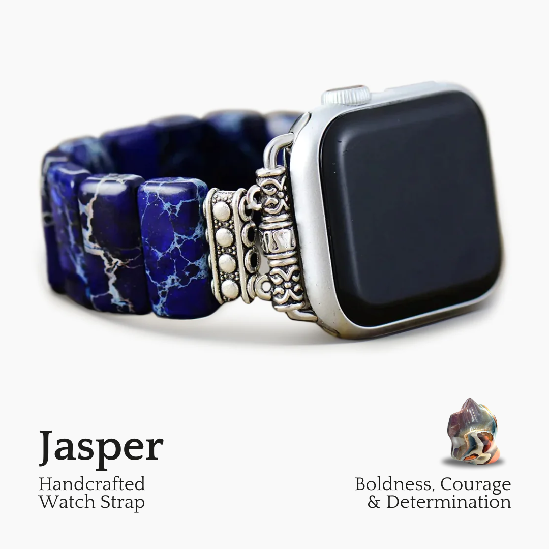 Correa elástica de jaspe tibetano azul marino oscuro para Apple Watch