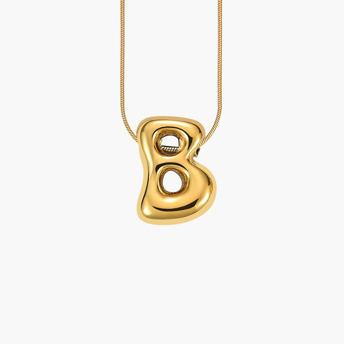 Collar con inicial en letra burbuja de brillo dorado
