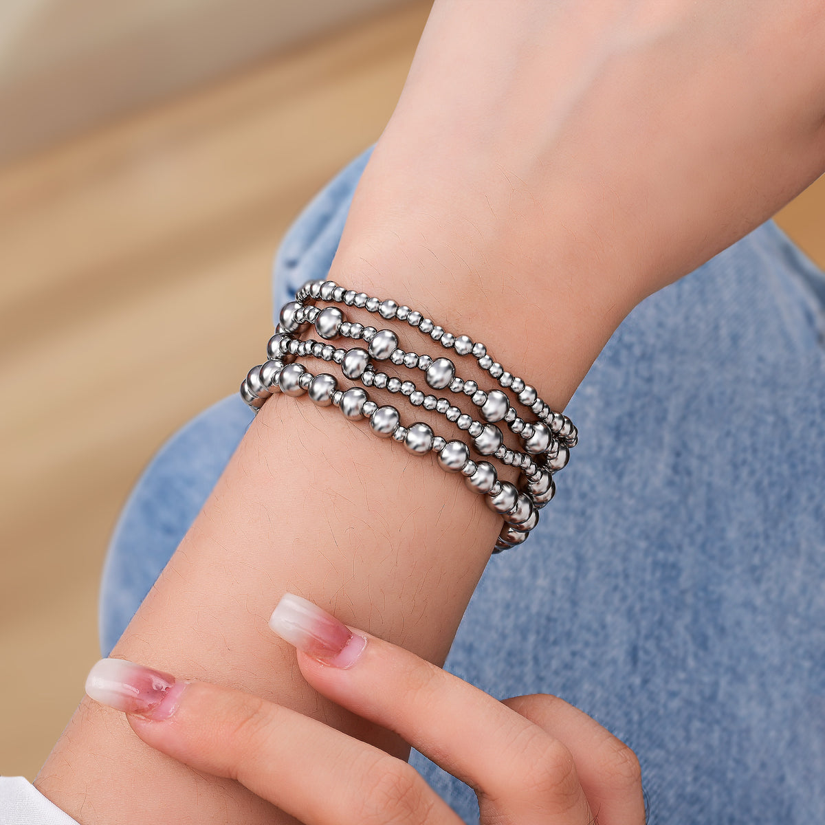 Conjunto de Pulseras de Platino Demure