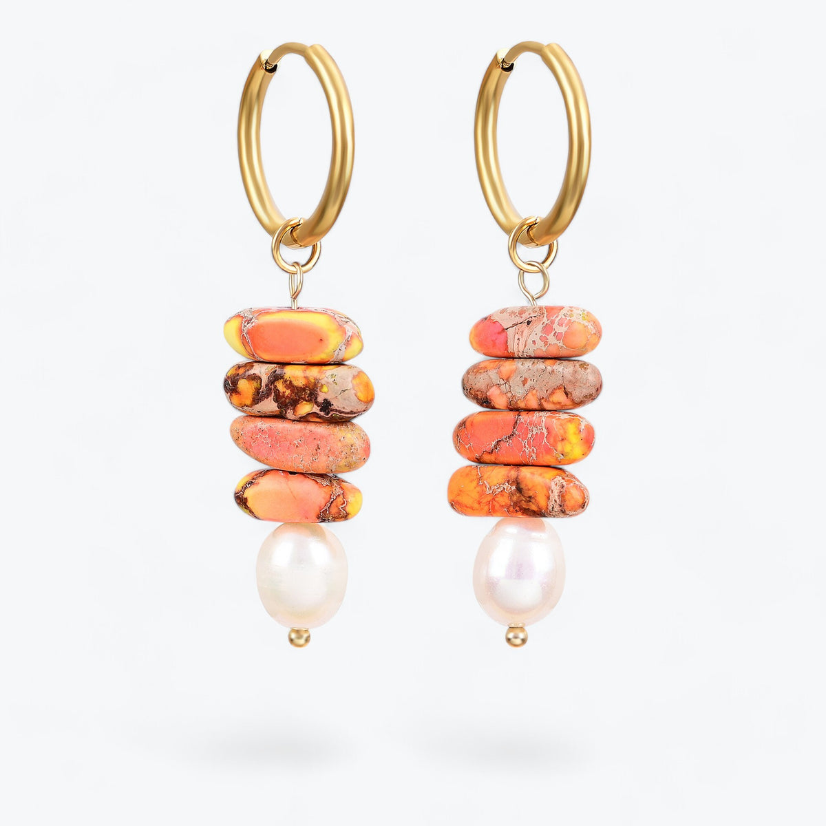 Pendientes de aro Ocean Bliss Pearl y Jaspe Aventurina