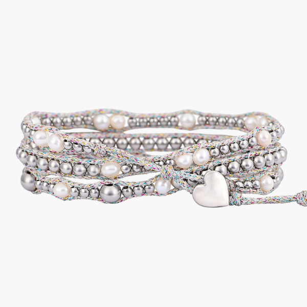 Pulsera envolvente de protección con perla brillante