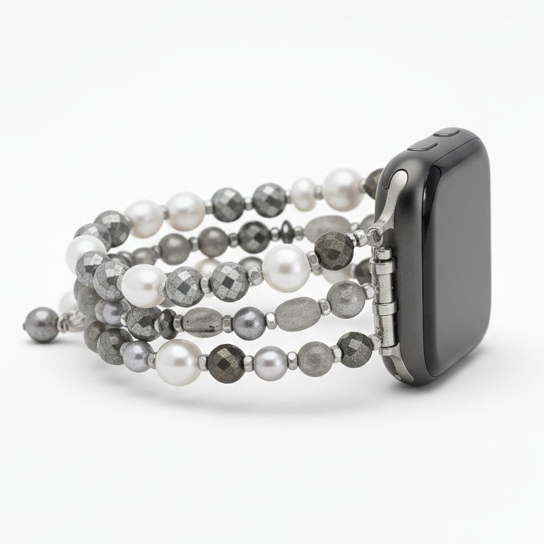 Correa elástica de perlas lunar de lujo para Apple Watch
