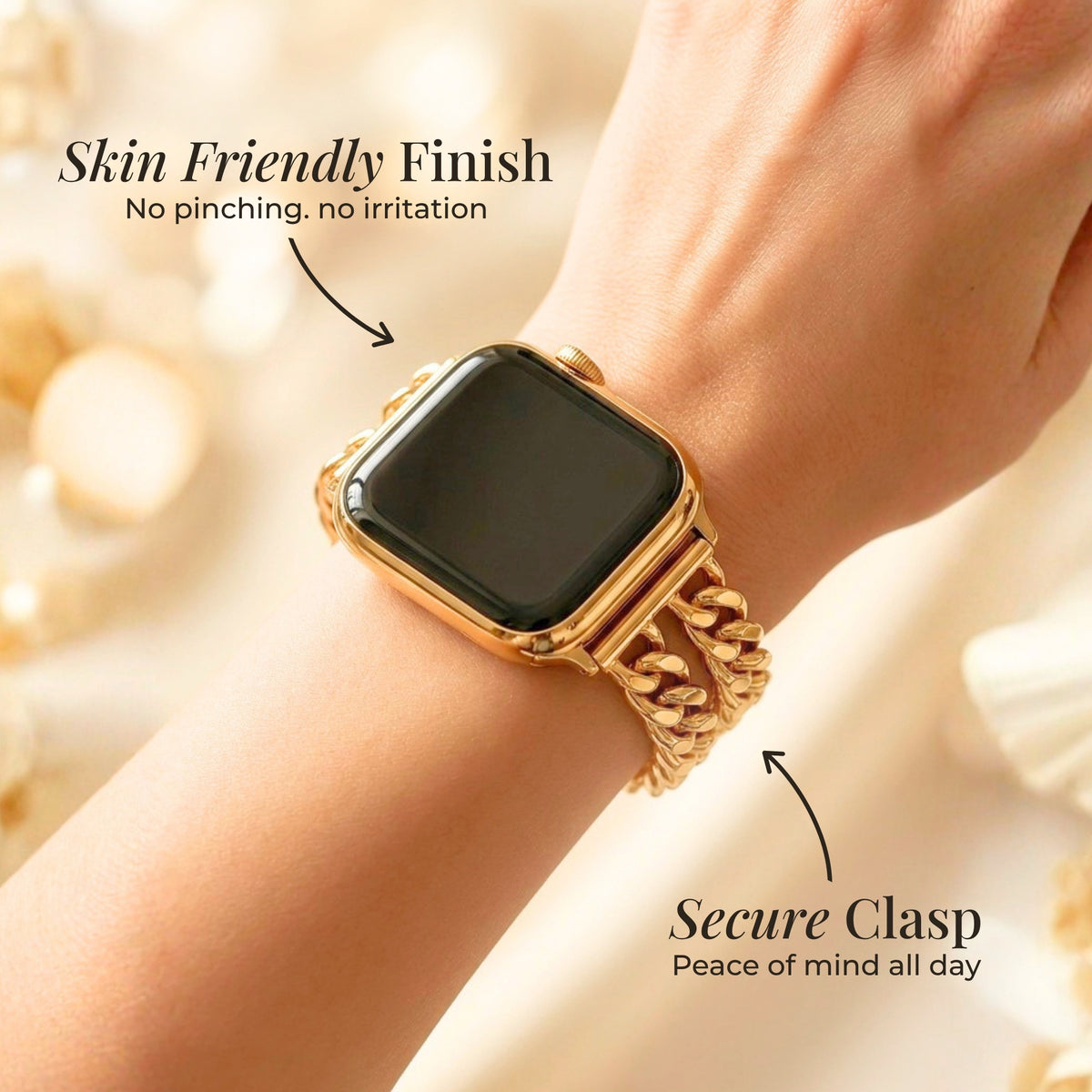 Correa de lujo curva dorada para Apple Watch