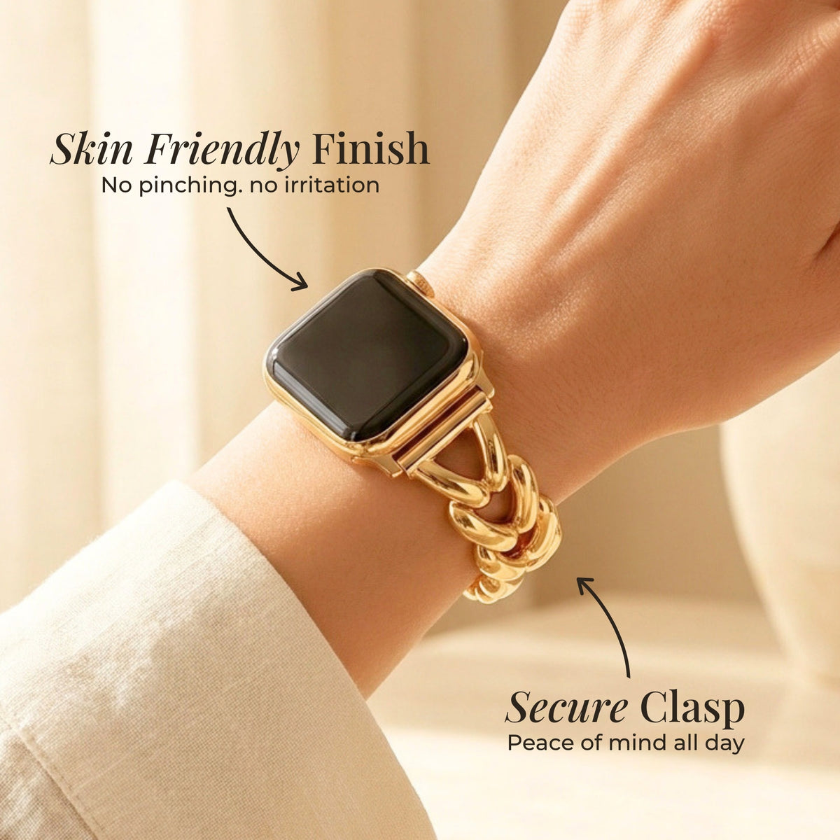 Correa de lujo trenzada dorada para Apple Watch