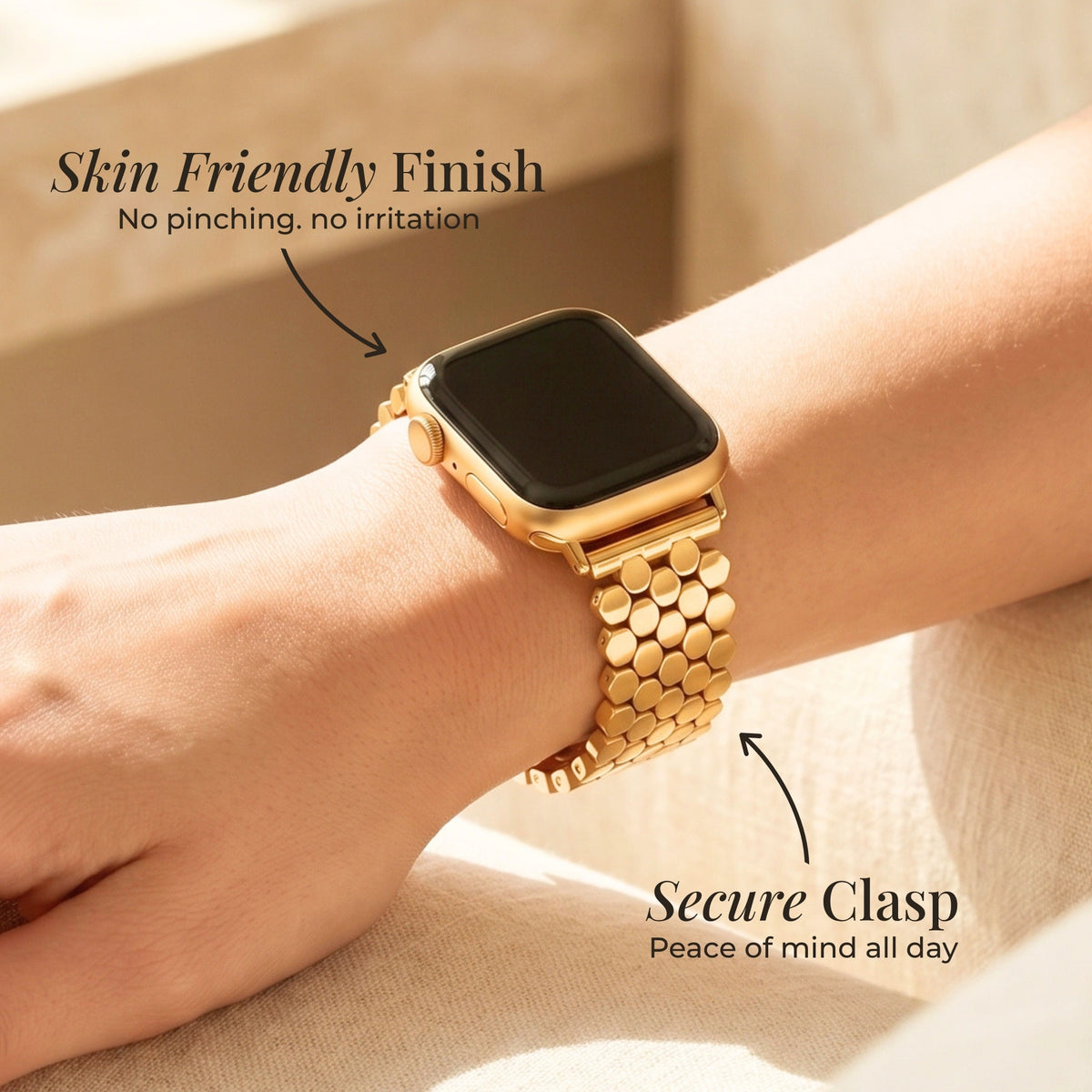 Correa de lujo para Apple Watch en panal dorado