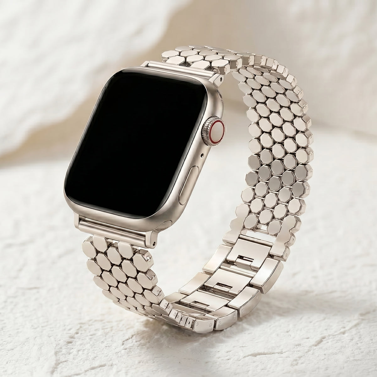 Correa de lujo para Apple Watch en panal plateado