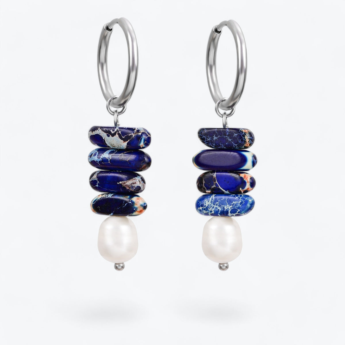 Pendientes de aro Ocean Bliss Pearl & Lapis Jasper