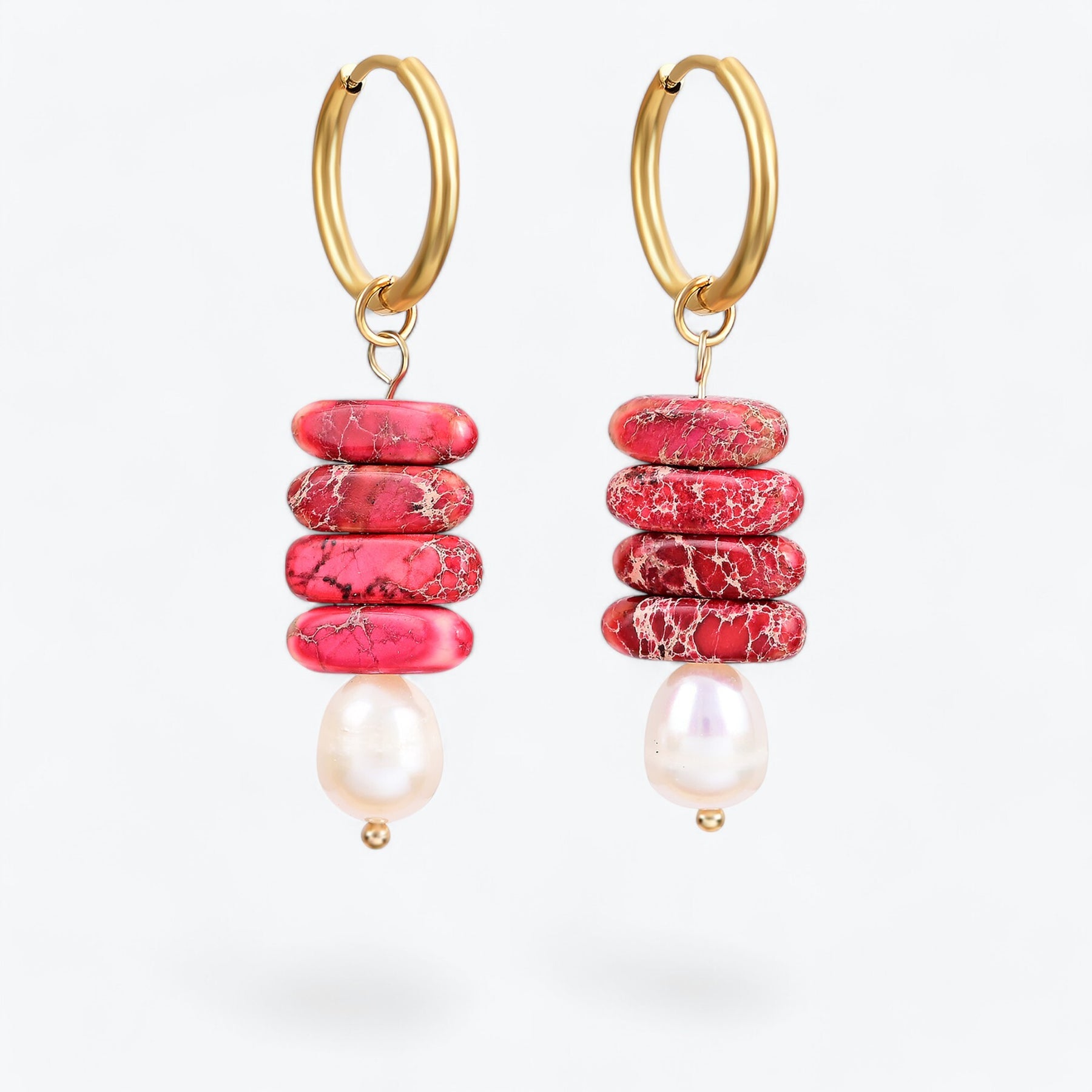 Pendientes de aro Ocean Bliss Pearl & Jade Jasper