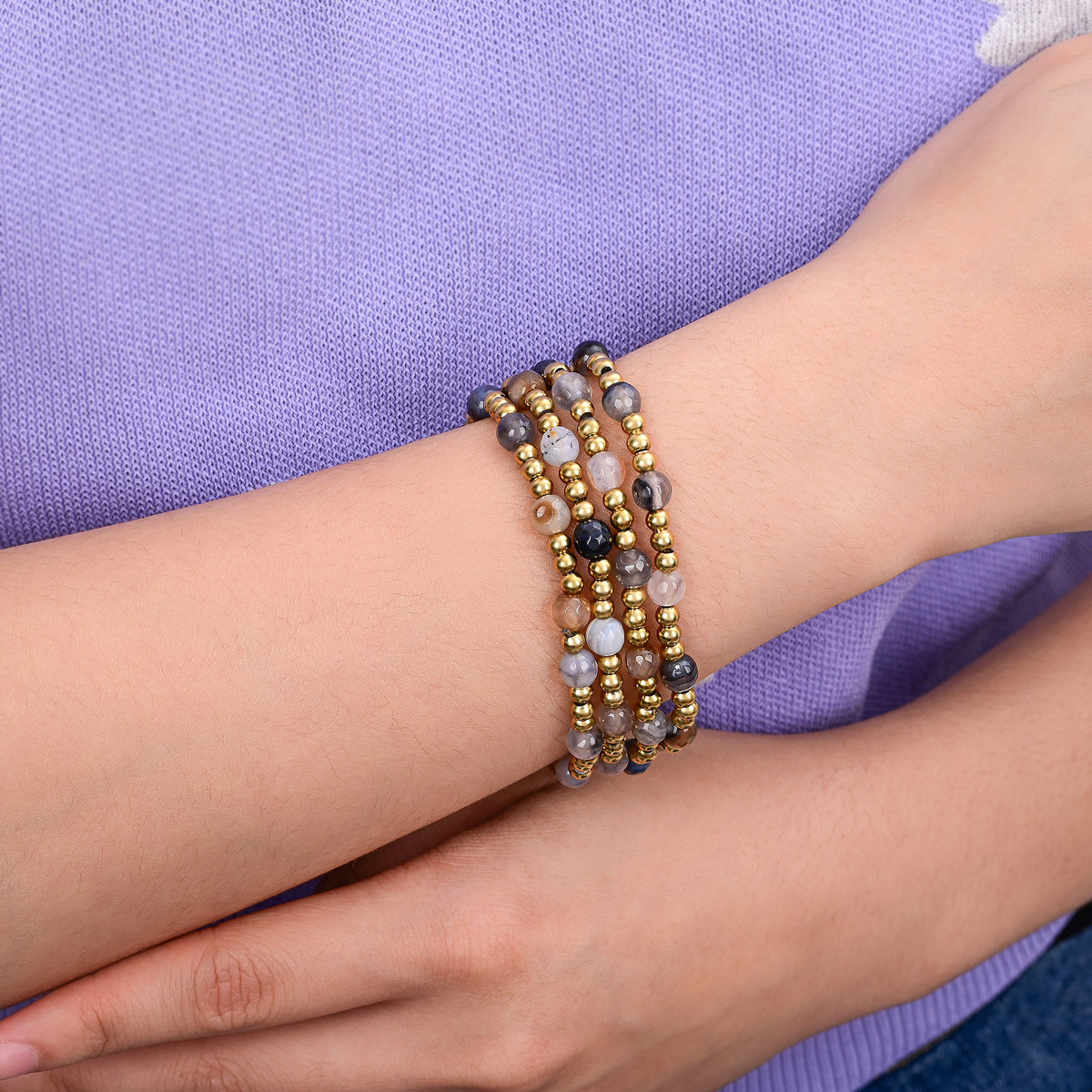 Conjunto de Pulseras de Elegancia de Ágata