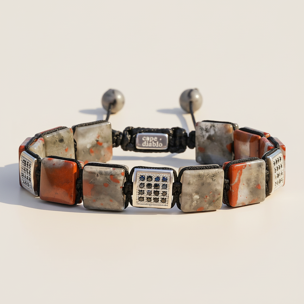 Pulsera africana de piedra de sangre para hombre