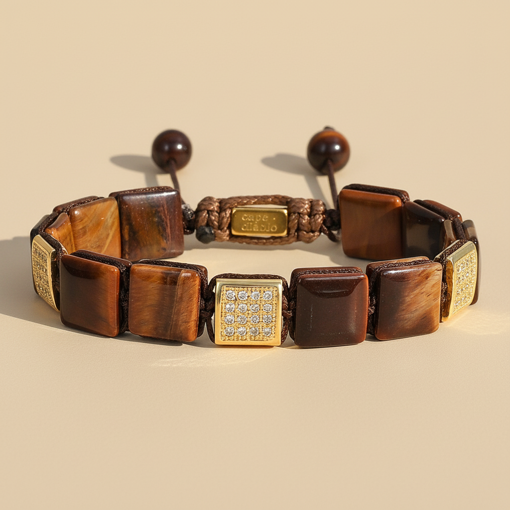 Pulsera amarilla de ojo de tigre para hombre