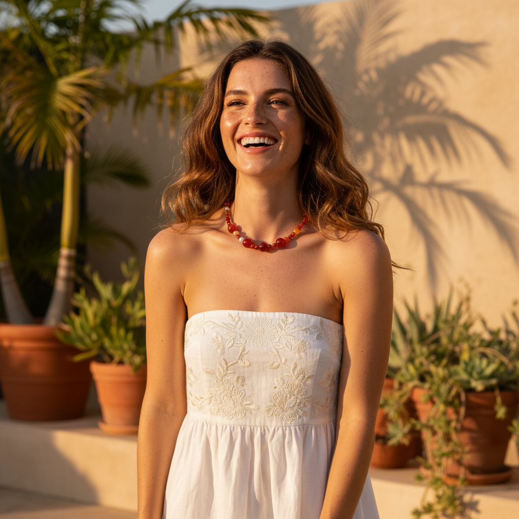 Collar Armonía de Ágata Roja y Perla