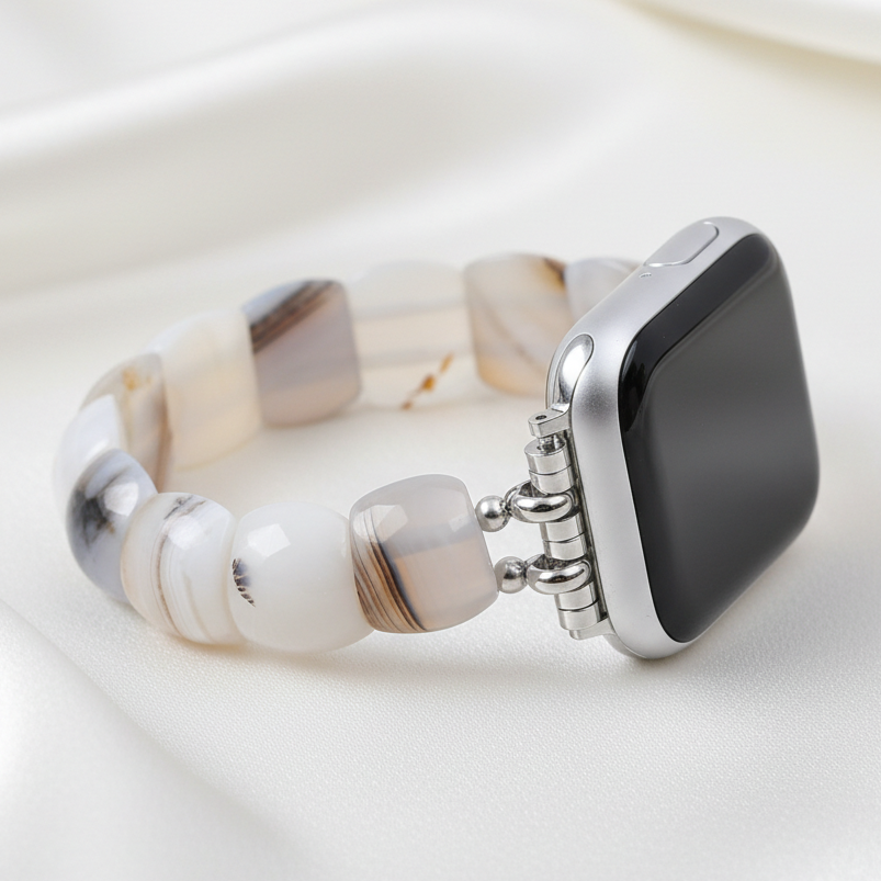 Correa elástica color marfil Aura para Apple Watch