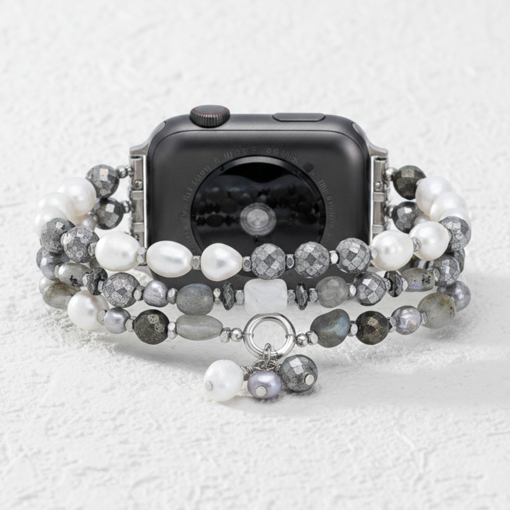 Correa elástica de perlas lunar de lujo para Apple Watch