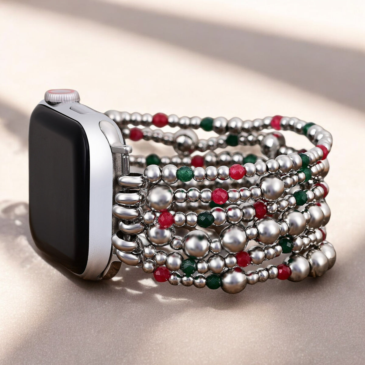 Correa elástica mágica plateada de Navidad para Apple Watch