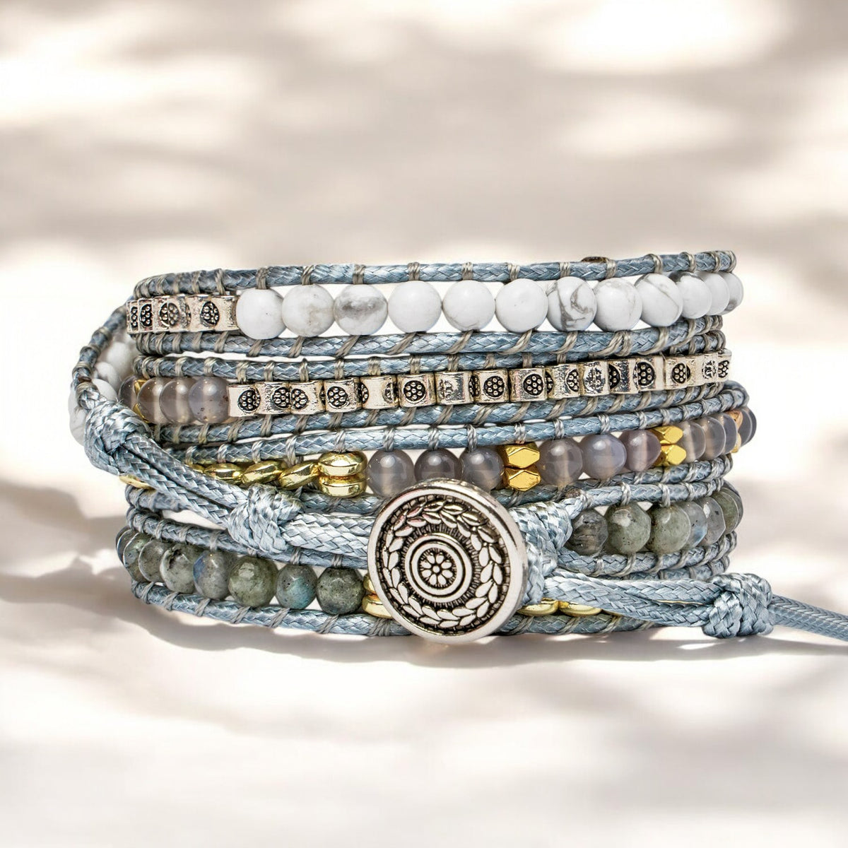 Pulsera envolvente amorosa de cuarzo rosa