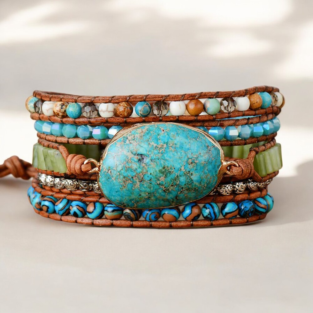 Pulsera envolvente de jaspe oceánico retorcido