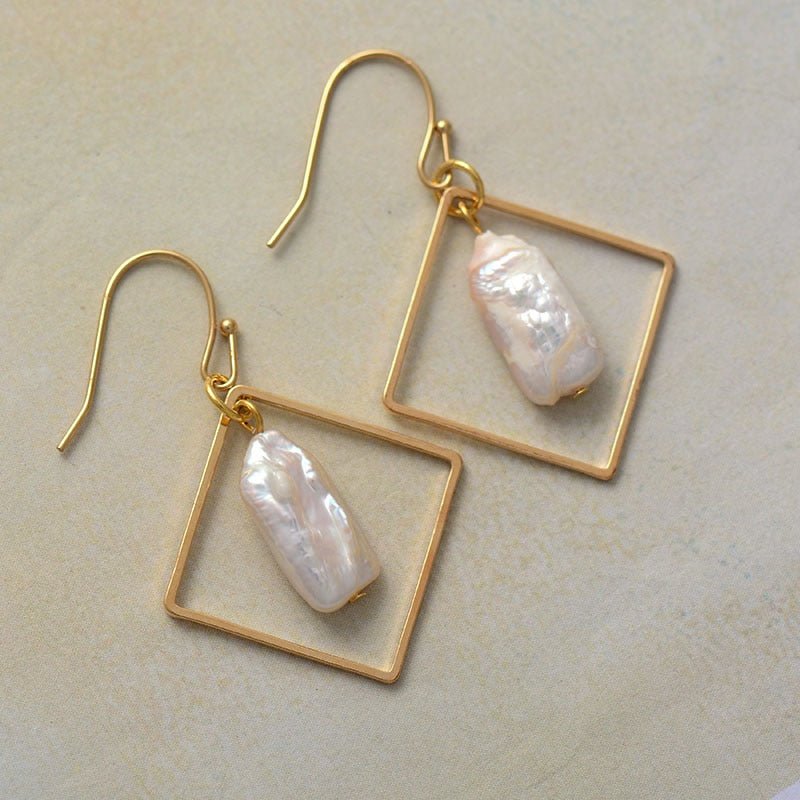 Geometric Freshwater Pearl Earrings - Cape Diablo