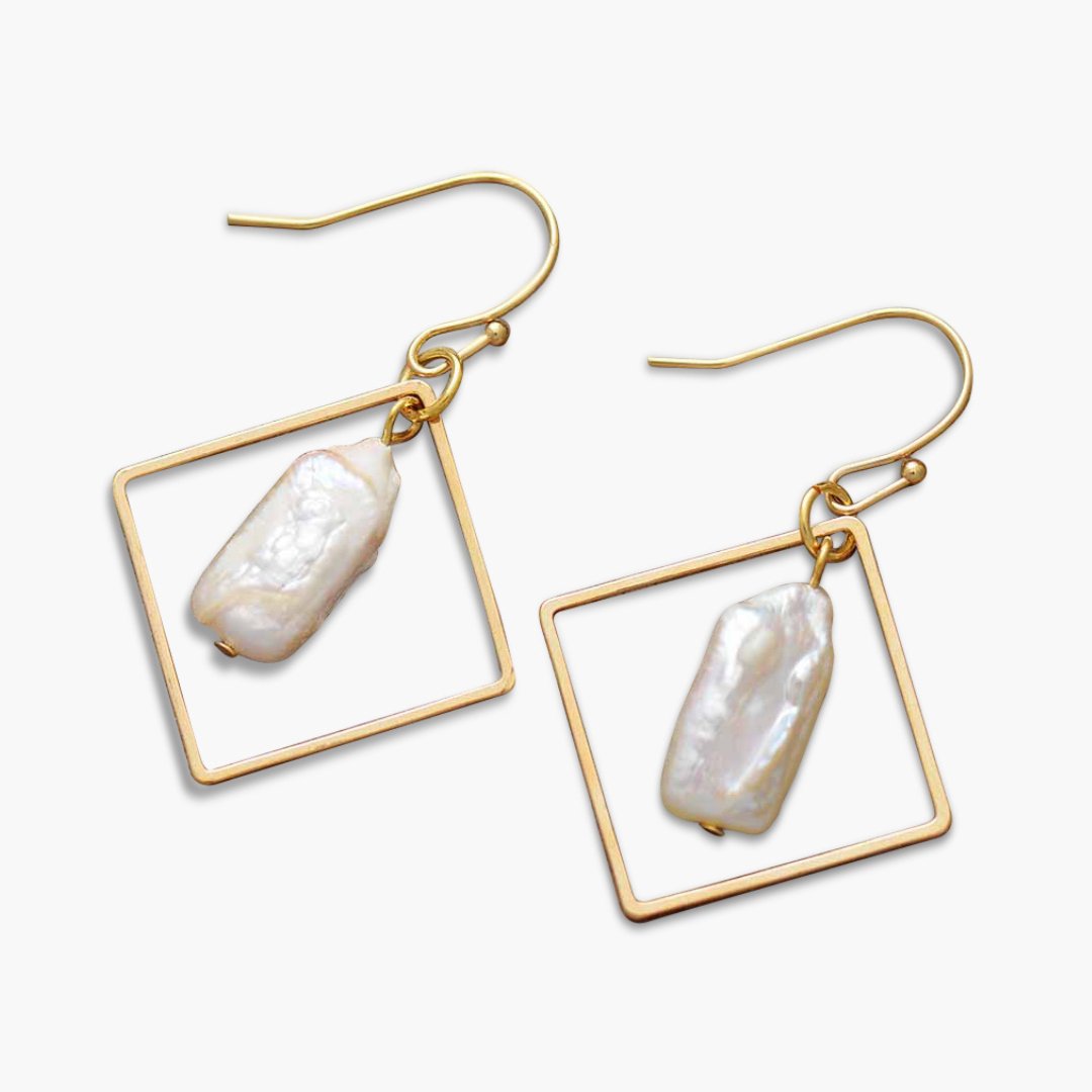 Geometric Freshwater Pearl Earrings - Cape Diablo