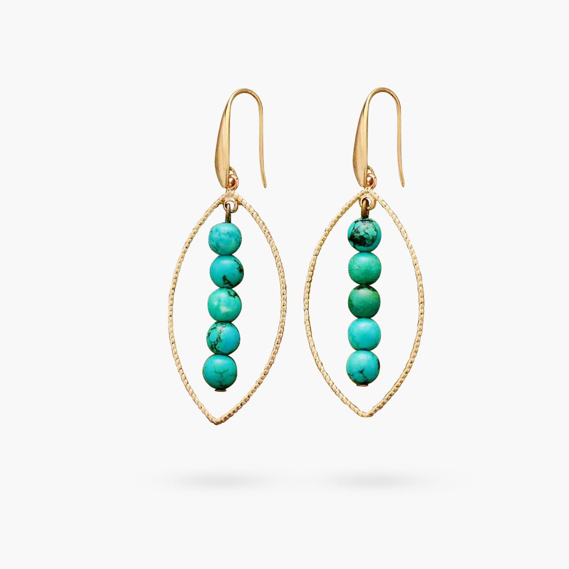 Gold Oval Turquoise Earrings - Cape Diablo