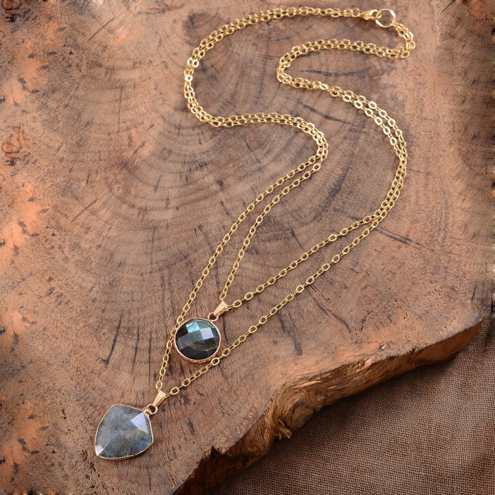 Labradorite Protection Shield Pendant Necklace - Cape Diablo