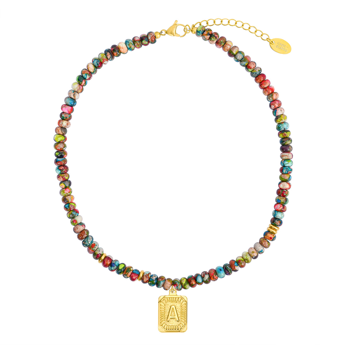 Collar de burbujas con inicial de gema vibrante