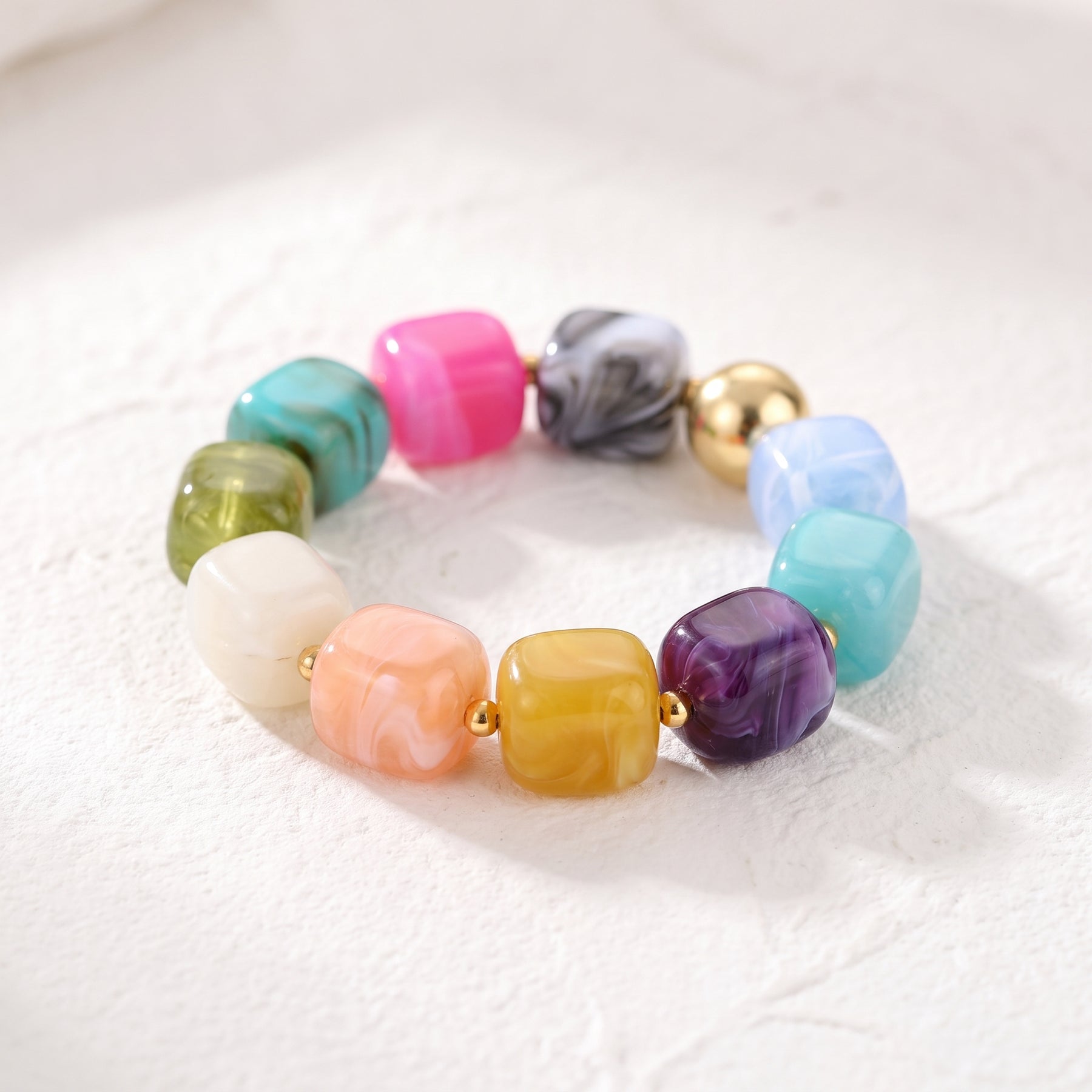 Pulsera gruesa de cuentas mixtas Coastal Bloom