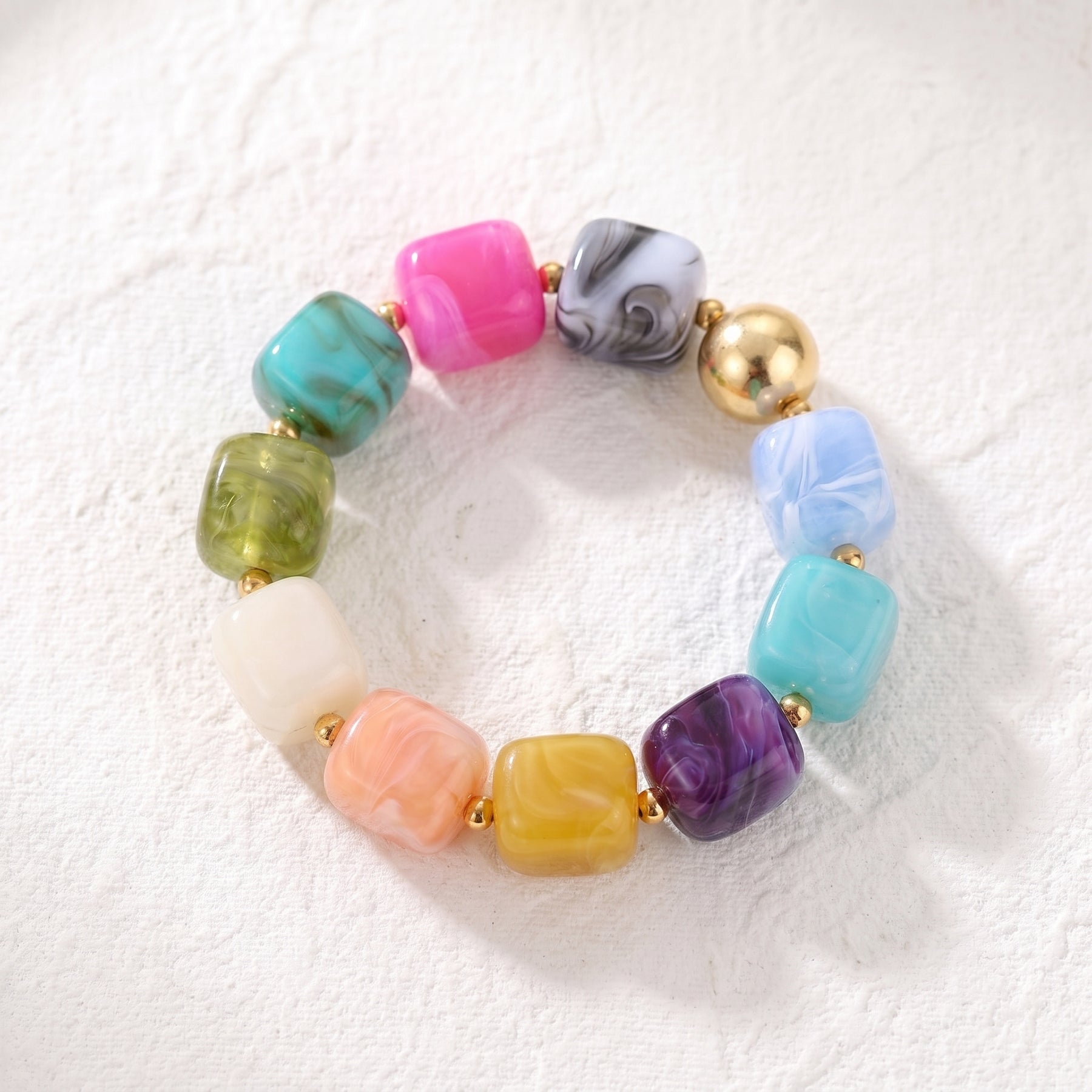Pulsera gruesa de cuentas mixtas Coastal Bloom