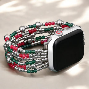 Correa elástica de elegancia plateada festiva para Apple Watch