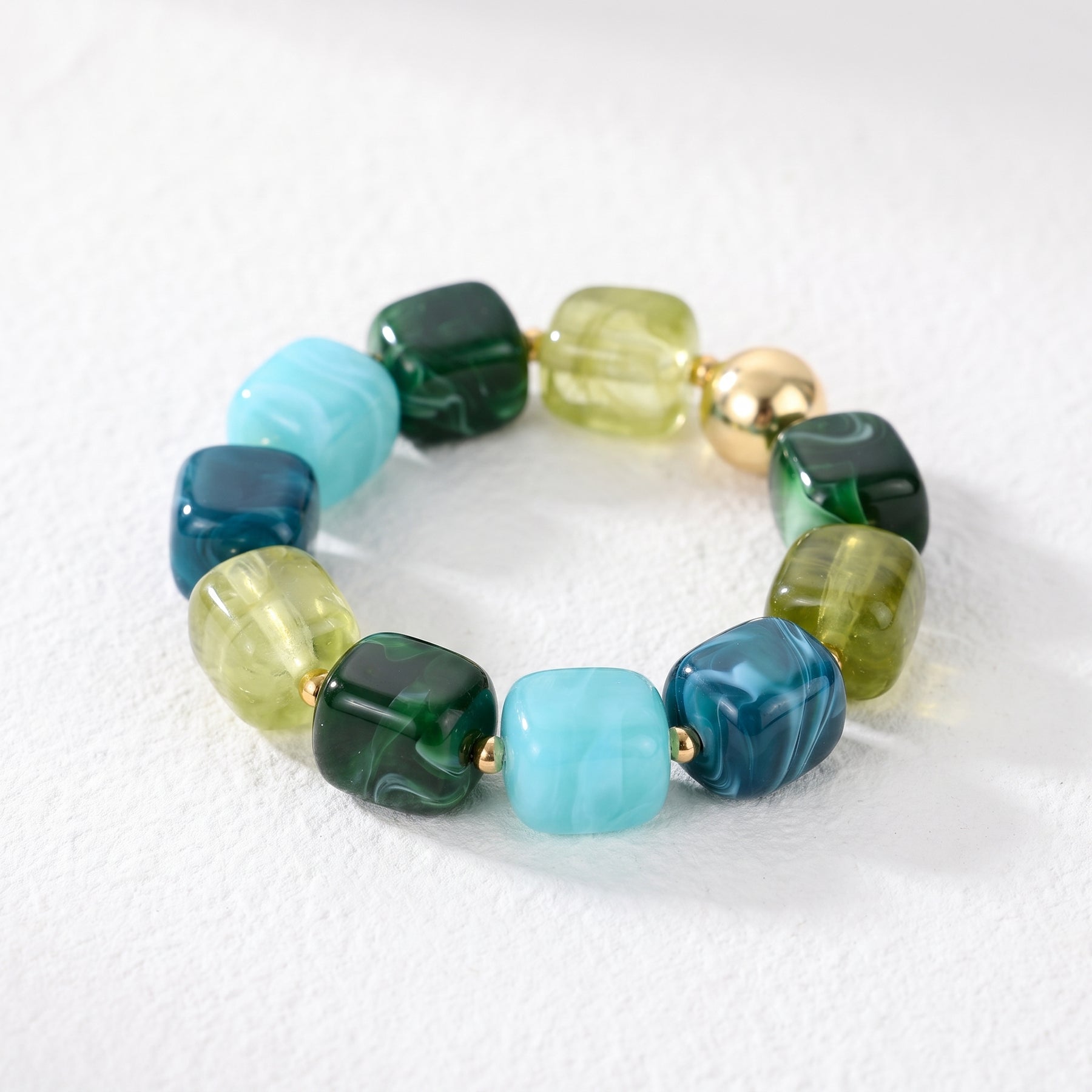 Pulsera gruesa de cuentas mixtas Marea Verde