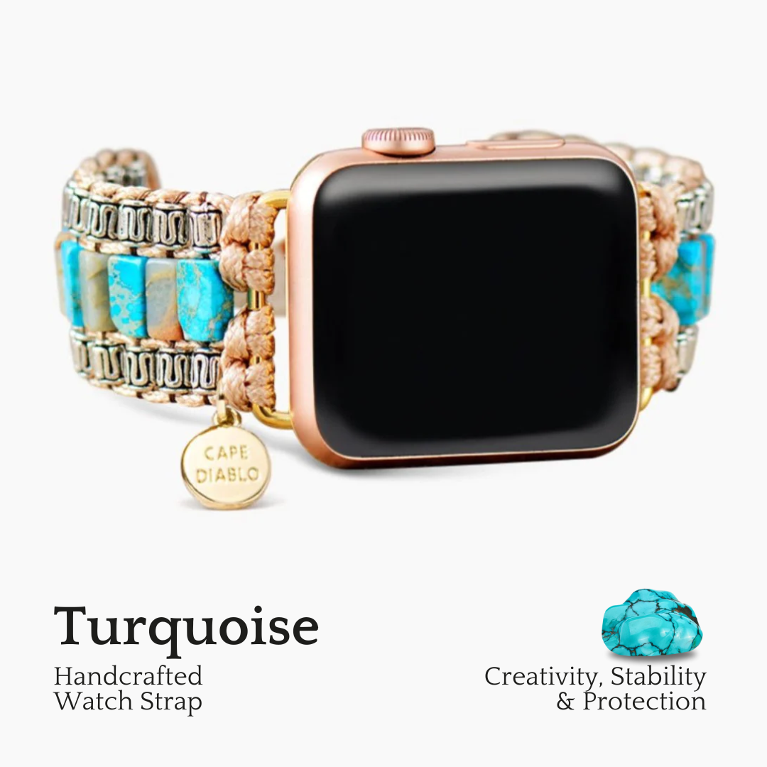 Correa para Apple Watch de color marfil y turquesa divina