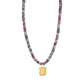 Collar de burbujas con inicial de gema vibrante